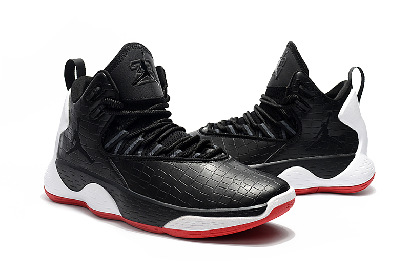 Jordan Super Fly MVP Black White Red Shoes - Click Image to Close